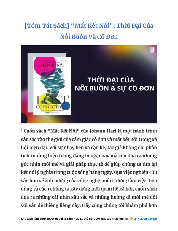 Mất Kết Nối - Johann Hari [Tóm Tắt]